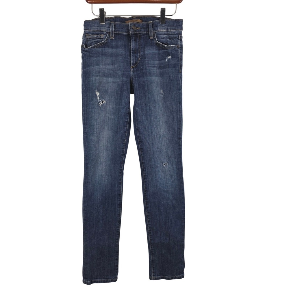 Joes Jean The Skinny 27 Womens Mid Rise Distressed Medium Wash Denim Bottoms